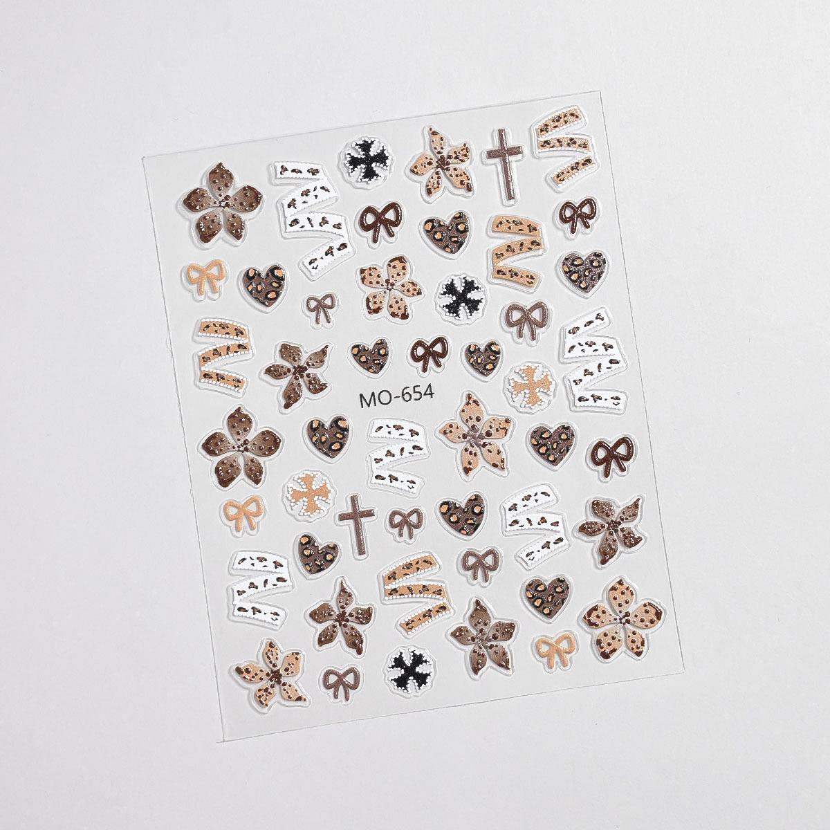 5D Embossed Star & Leopard Print Nail Stickers