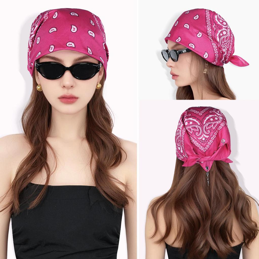 Paisley Bandana with Grommet, 55cm Vintage Cotton Scarf, DIY Ring Headband Neck Scarf