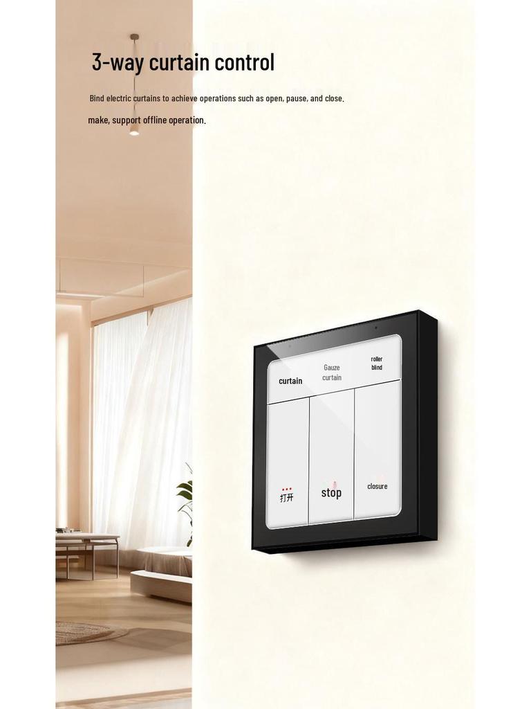 Comutator inteligent multifuncțional Tuya de 4 inch pentru scene și reglare a intensității luminoase cu control prin mobil