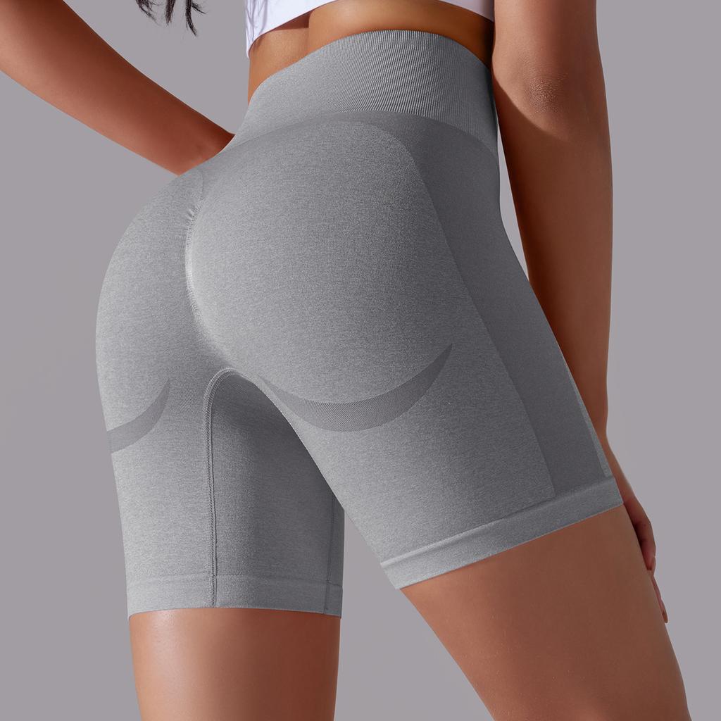 Seamless Belly Tuck Peach Butt Skinny Smile Pants Sports Yoga Pants High Waist Jacquard Fitness Shorts Women