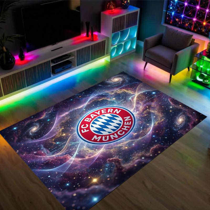 FC Bayern Design Kristall Samt Teppich Gemütlich Nicht?Rutschfester Teppich mit Aufdruck für Schlafzimmer Wohnzimmer Eingang
