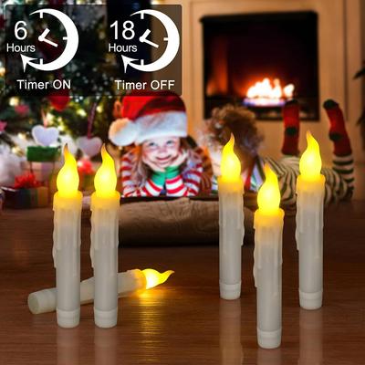 12 Pcs Flameless LED Taper Candles Battery Operated Candles Flickering LED Candles Warm Light Church Christmas Halloween Wedding
