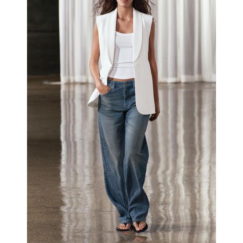 Spring New French Style Commuting Elegant Easy Matching Waisted Slim Looking Lapel Tied Suit Vest 2753040