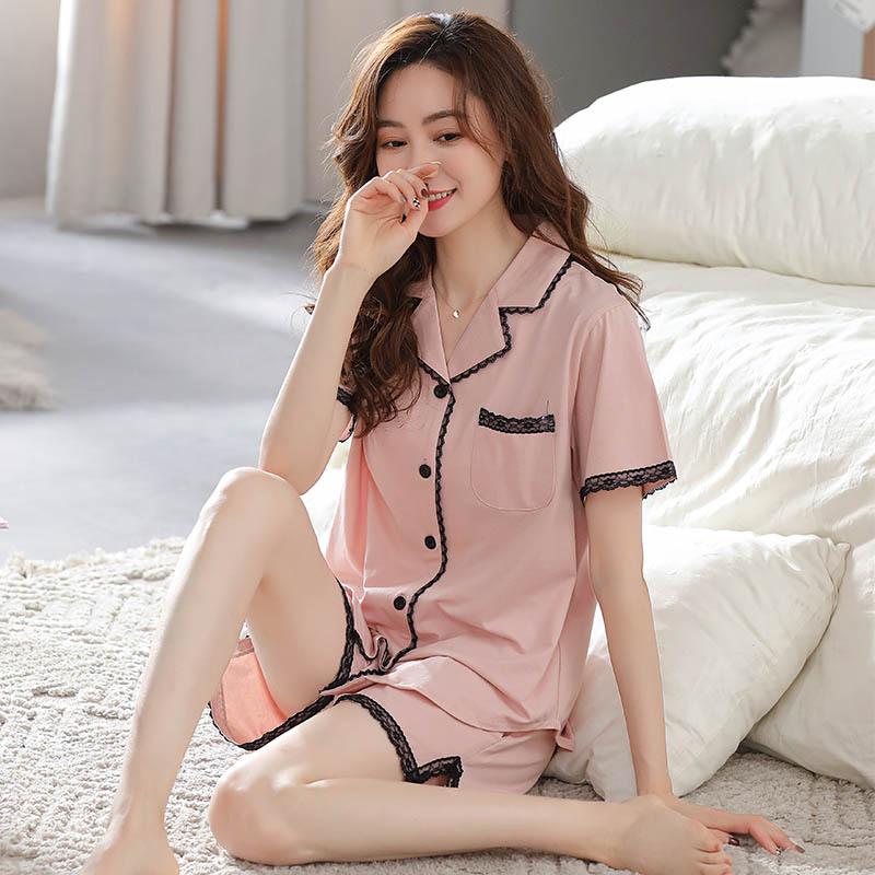 Modal cotton pajamas women's summer thin short-sleeved cold silk cool 1011 new summer women's loungewear set