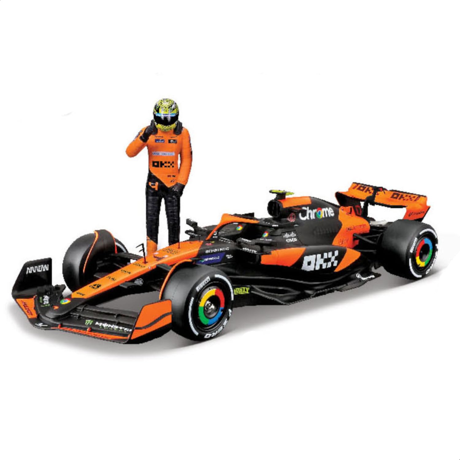 

Bburago 2024 Model 1/24 Scale F1 McLaren MCL38 #4 with Lando Norris Figure / Race Sports Car Diecast Model Car 18-28040 (#4)