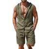 Men's Linen Hooded Shirt & Shorts Two-Piece Summer Set in Stock