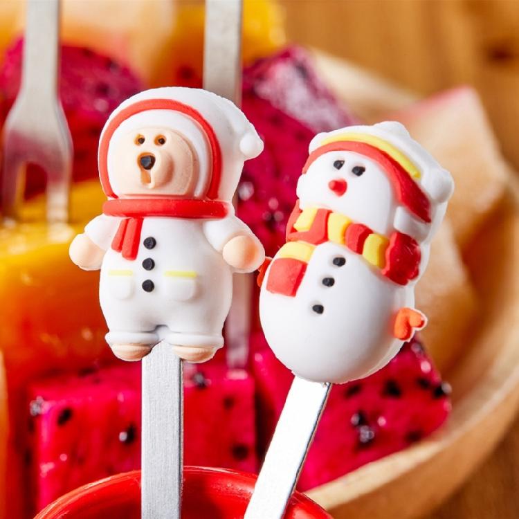 5 Pcs Christmas Fruit Dessert Fork Reusable Appetizer Forks Dessert Cake Fork