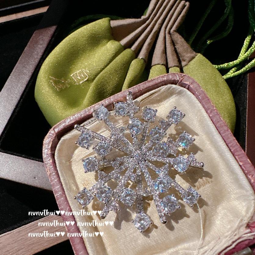 Sotheby S Frost Gem Brooch Vintage Plated 18K Gold, Christmas Snowflake Zircon Brooch, Necklace Combination