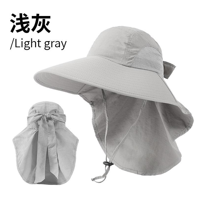 Big-brimmed bucket hat women's dew ponytail sun protection hat summer sun hat outdoor sun hat UV protection mountaineering hat