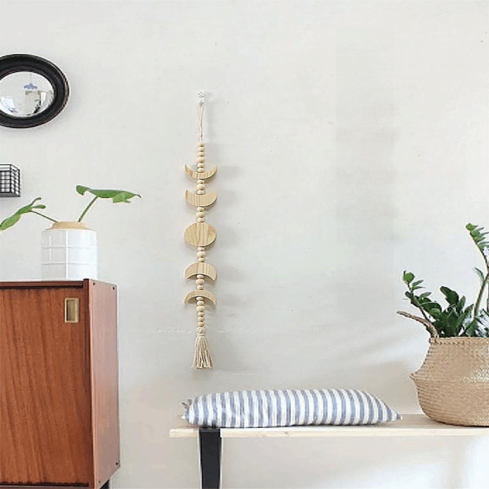 29.92in Linen Rope Ornament Wooden Boho Wall Decoration Wooden Wall Hanging Dorm