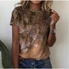 Fashion Women Flower Pattern Print T Shirt Funny Casual O-neck Short Sleeves T-shirt Summer Female Tee Shirt