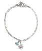 Surgical Chain Turquoise Flower Charm Bracelet (PLT-BR-010_SV)