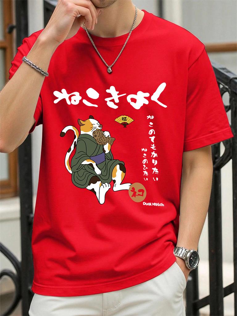 Original Japanese Retro Cat Printed TShirts Womens Summer Cotton Tops ONeck Soft Loose Short Sleeve T Shirt Casual Clothes