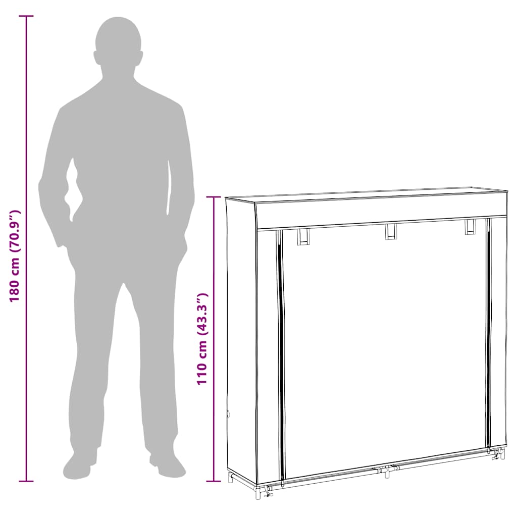 Fabric Shoe Cabinet with Cover 115 X 28 X 110 Cm Brown