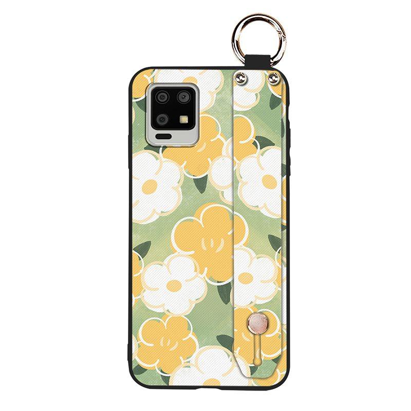 Durable Back Cover Phone Case For Sharp Aquos Zero6/Aquos Air Soft Case Flower Kickstand Wrist Strap Anti-dust Lanyard