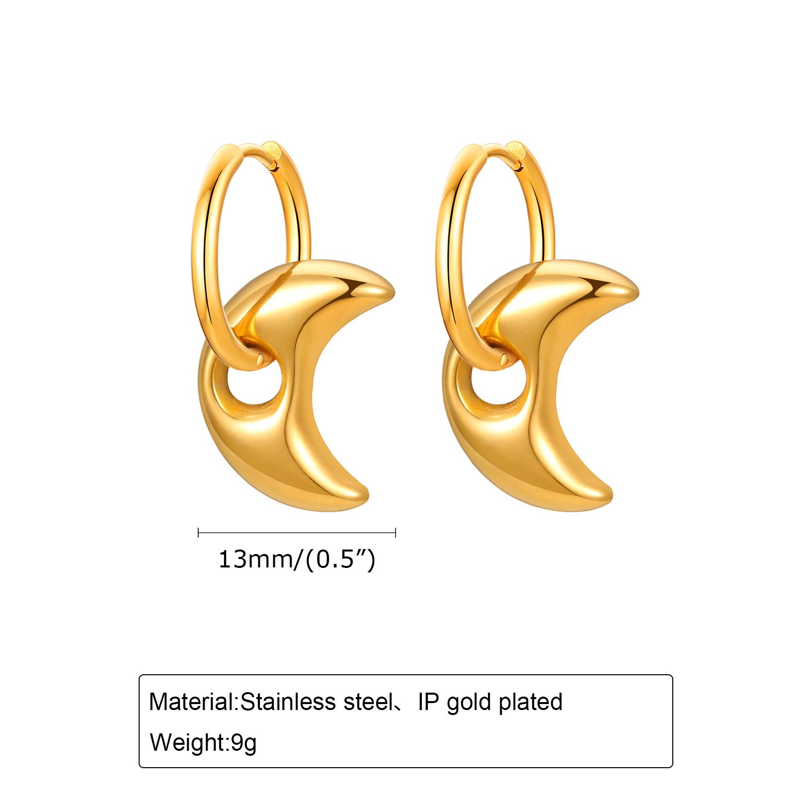 

Korean Luxury Heart-Shape/Moon/Star Earrings,Gold Color INS Geometric Earrings for Girls,Stainless Steel Exquisite Ear Ornaments