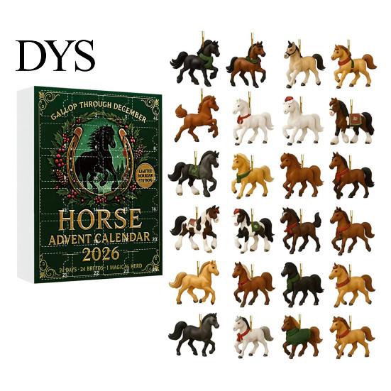 Christmas Box 2026 Advent Calendar, 24 Days Countdown Calendar with 2D Acrylic Holiday Dog/Horse/Cat/Animals Pendants, Mini Animal Hanging Ornaments