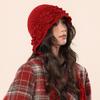 Fashion Hollowed-out Flower Bonnet Hat Hand Woven Long Tassel Pullover Hat Windproof Knitted Ear Protection Hat