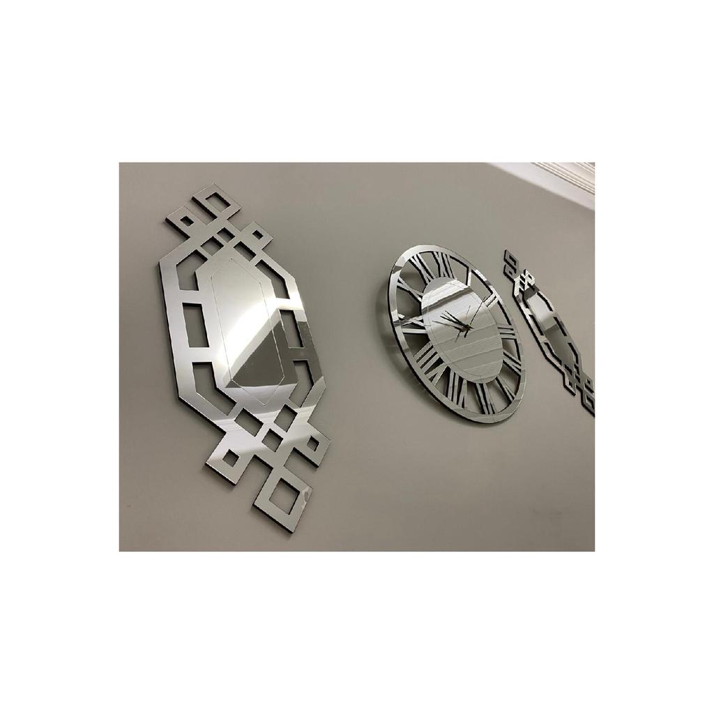 Ceas Decorativ De Perete Set De 3 40 Cm Argintiu Ceas De Perete Modern Numere Romane 18 X 51 Cm Pictura Baklava