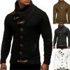Heren Slim Fit Staande Kraag Lange Mouwen Knopen Vest Gebreide Trui Grote Maten