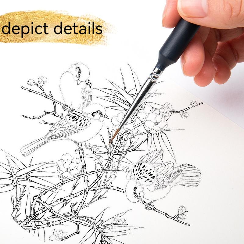 Borrence 11pcs Hook Line Pen art painting brushes weasel hair paint brush gouache watercolor oil paints artists Hand Painted