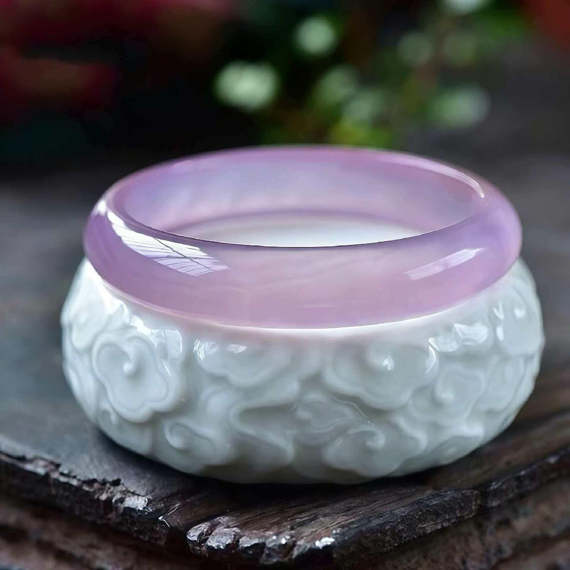 Ice Violet Chalcedony Women s Bracelet – High Transparency, Full Circle Agate, Girly Style, Light Luxury Jewelry. 60
