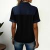 Damen Kurzarm Jeans Patchwork Knopfleiste Hemd Lässiges Lockeres Oberteil mit Brusttaschen für den täglichen Gebrauch