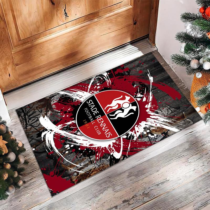 Stade Rennais FC Soccer Football Pattern Soft Area Rug Non Slip Indoor Floor Carpet Sports Decor Mat for Bedroom