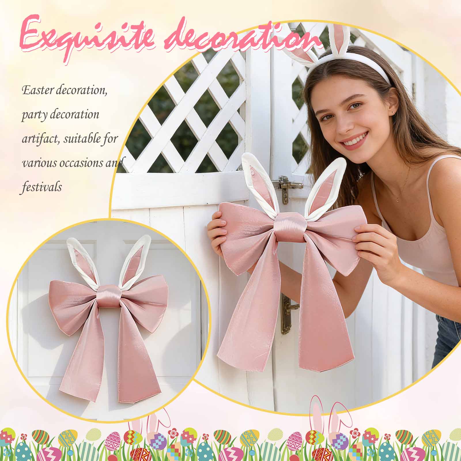 Подвеска Пасхальный Кролик Настенное Украшение на Дверь Венок Домашнее Украшение Реквизит One Size