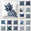 New Deep Blue Nordic Geometry Double-Sided Printed Pillow Cover Short Plush Suitable Living Rooms Bedrooms Throw Cushion Cover