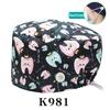 Cartoon Printed Nursing Caps Men Women Medical Hats Adjustable Long Hair Pet Dental Clinic Doctors Scrub Hat