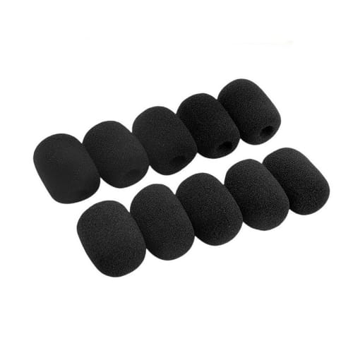 TRkin Microphone Sponge Mini (30mm X 22mm, 8mm Inner Diameter) Replacement Microphone Cover, Noise-Proof, Windscreen, Black (10-Pack)
