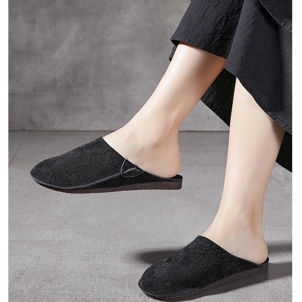 Slippers Women Leather Bag Head Slippers for Women Soft Bottom Soft Surface Cowhide Comfortable Home Slippers for Outdoor Wear