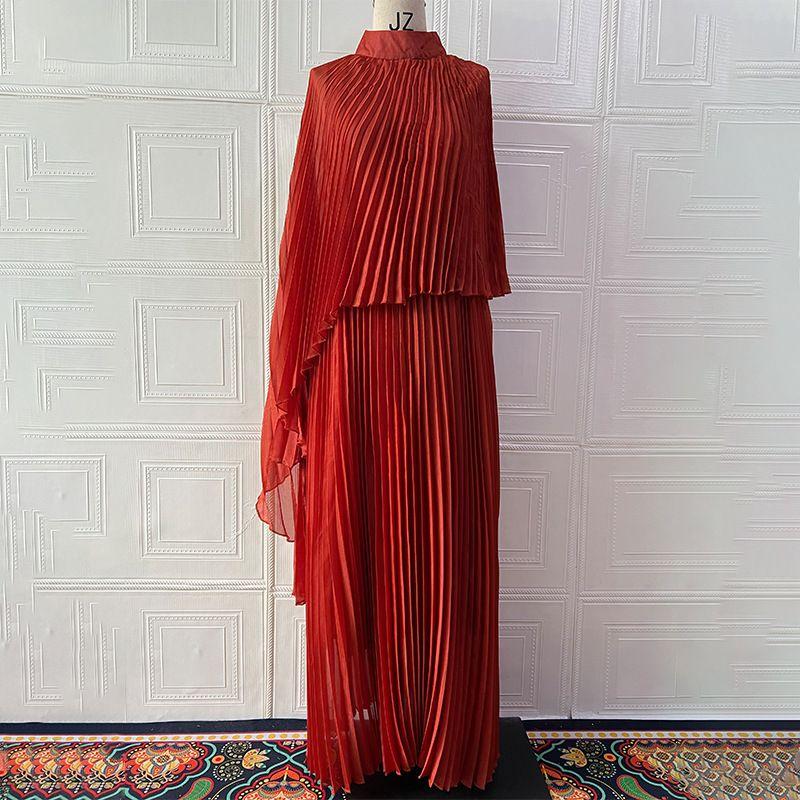 

Women clothes 2025 New Elegant Fashion Pullover Poncho Bat Sleeve Plus size Formal Dress Dress Orange 3XL