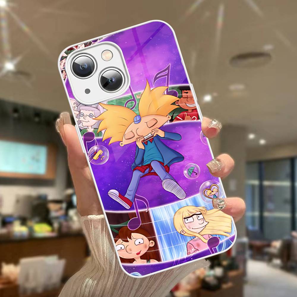Hey A_Arnolds Cartoon For IPhone 14 13 12 Mini 11 Pro XS Max X XR 14 Plus Tempered Glass Cover