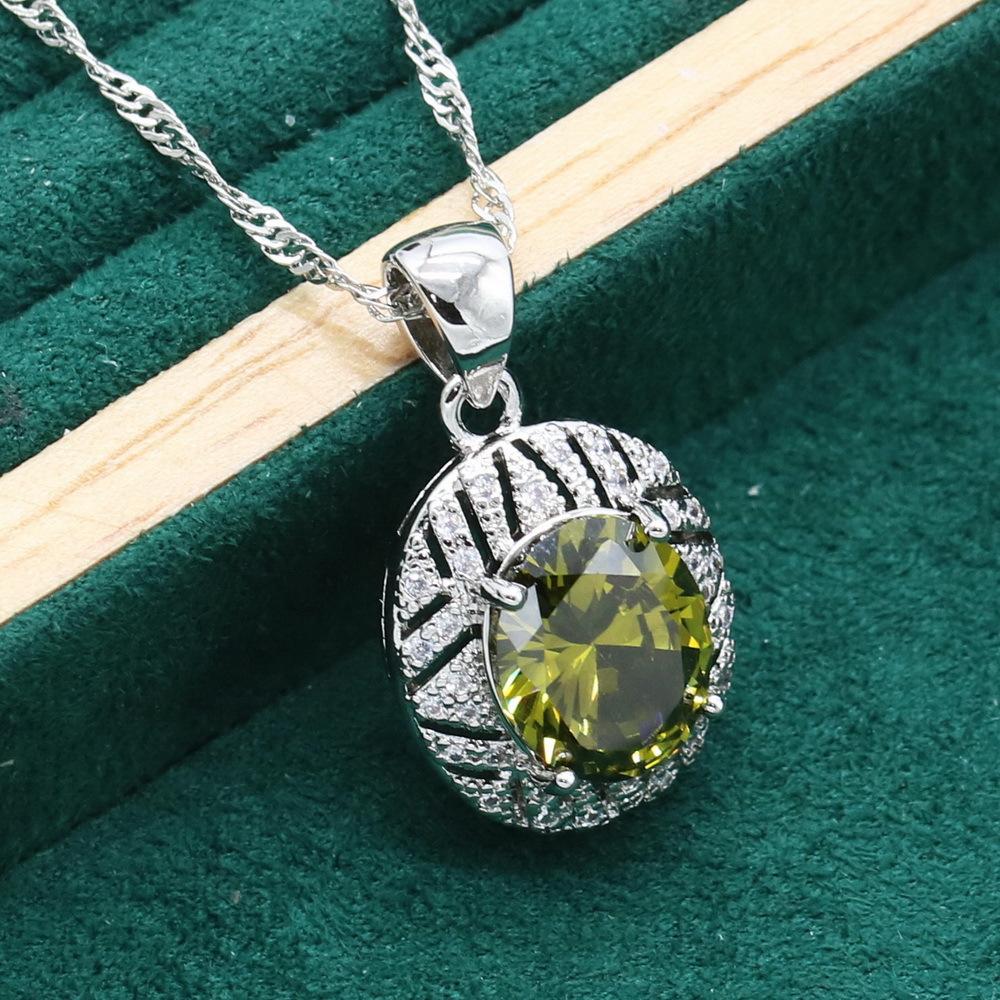 Micro Inlay European and N Anti Allergy Zircon Necklace Earring Jewelry Set