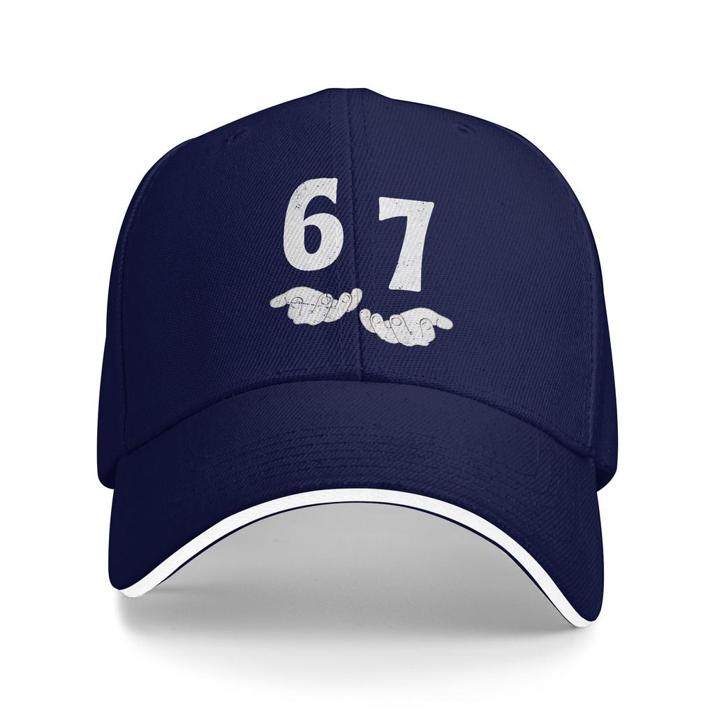 Funny 67 Meme With Hand Baseball Cap  Women Men Custom DIY Trucker Hat Summer Y2k Cute Running Hippie Sunscreen Baseball Caps