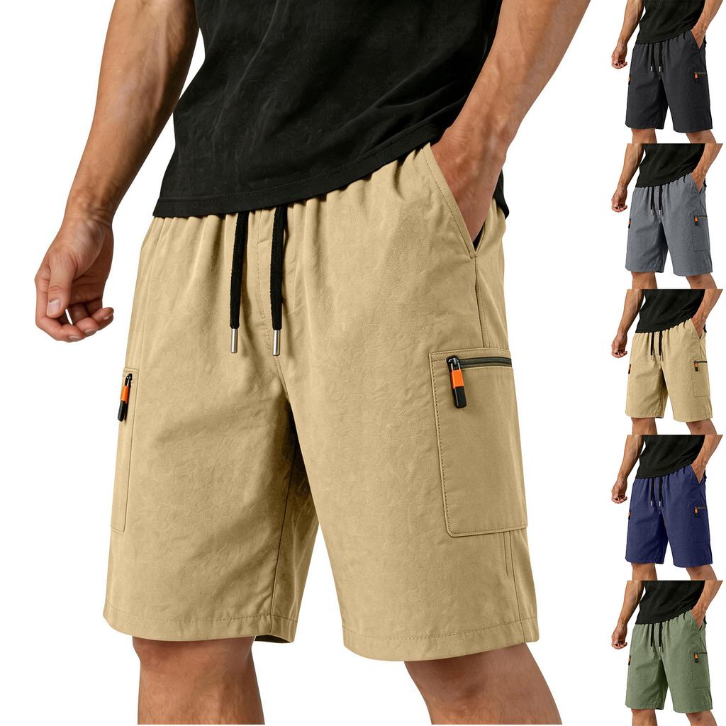 Lichte Heren Cargo Shorts met Meerdere Zakken Ademend Zweetabsorberend Outdoor Atletisch Trekkoord Taille voor Hardlopen Wandelen