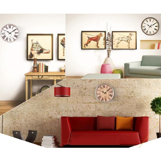 Vintage Dial Clock Silent Wall Clock with Roman Numerals Decorative Oversized European Style for Living Bedroom Kitchen Cafe and Bar Decor