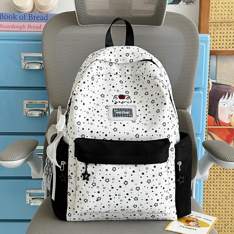 Schoolbag New 1011 College Style Backpack Light and Cute Junior High School High School Students Sweet Stars High Value Backpack