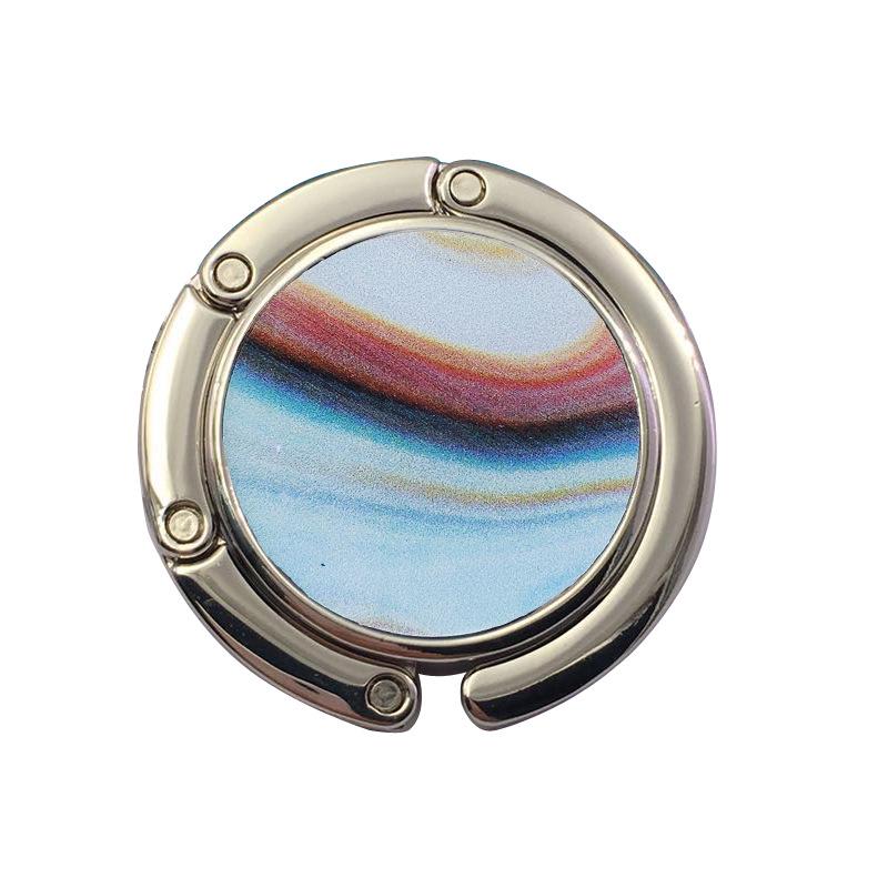 Creative Marble Pattern Folding Handbag Hook with Metal Design