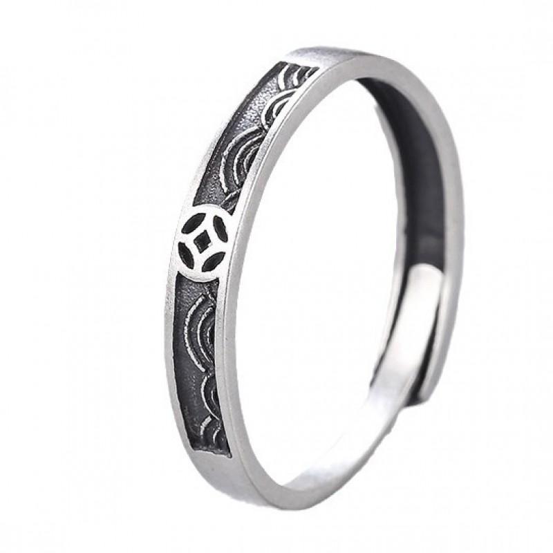 Adjustable Vintage Money Cloud Couple Ring Set Men Women Boho Ethnic Style Plated Copper Band