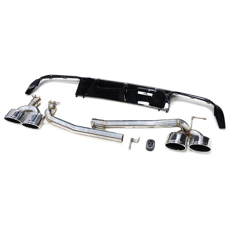 Compatible with Mercedes W204 C180 C200 C260 C-Class Dual-Quad C63 AMG Style Exhaust Diffuser & Tailpipes.