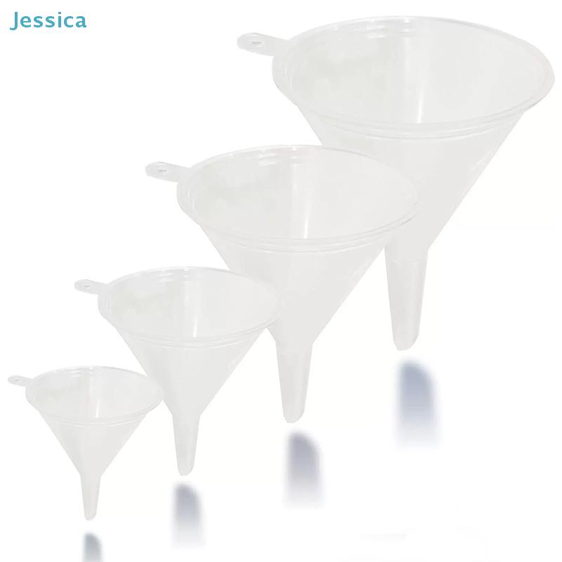 Set di 4 imbuti in plastica trasparente | Dimensioni assortite per cucina, laboratorio e bricolage