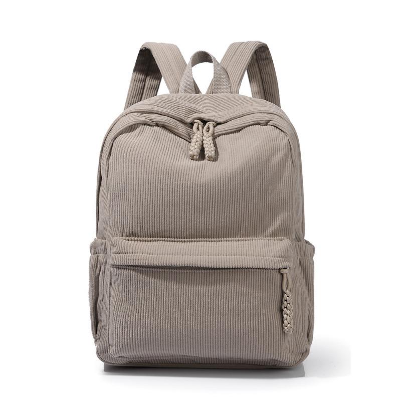 Spring Corduroy Small Backpack Female New College Student Backpack Casual Versatile Large Capacity Travel Backpack