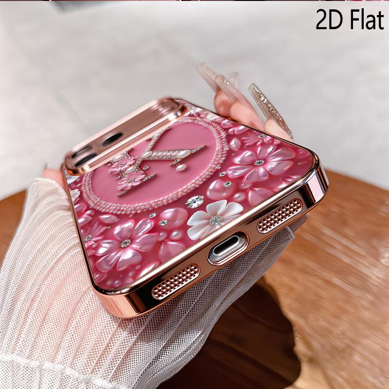 Pearl 2DFlat For iPhone17 18 16 15 14 13 12 11 Pro Max XS XR 8 7Plus Phone Cover Shockproof Protective Back Cover