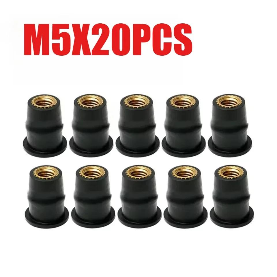 Noci per Vetro Paravento M5/M6 Moto Bulloni Carena Viti di Espansione in Gomma Fasteners 10/20/30 PZ Accessori Moto