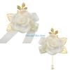HX6F Artificial Flower Wrist Corsage and Boutonniere Set for Bride Groom Wedding Ceremony Wrist Jewelry Event Decoration