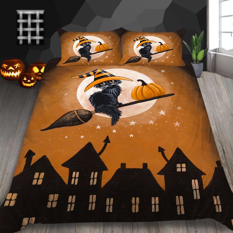 Halloween Home Bedding Set Pumpkin Lamp Duvet Cover Full Size Single/Double Bed 2/3 Piece Home Decoration