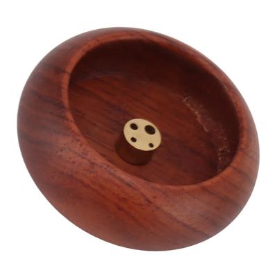 Portable Solid Wood Incense Burner Pure Copper Mini Wooden Incense Burner Multi-hole Small Mini Censer Incense Burning